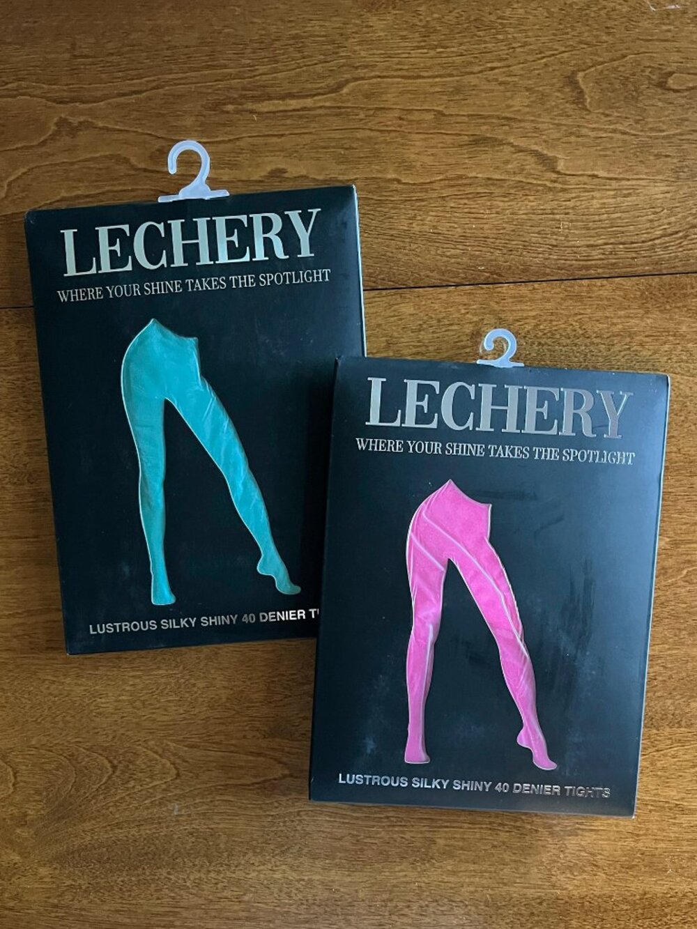Lechery shiny tights in pink and green S/M NWT